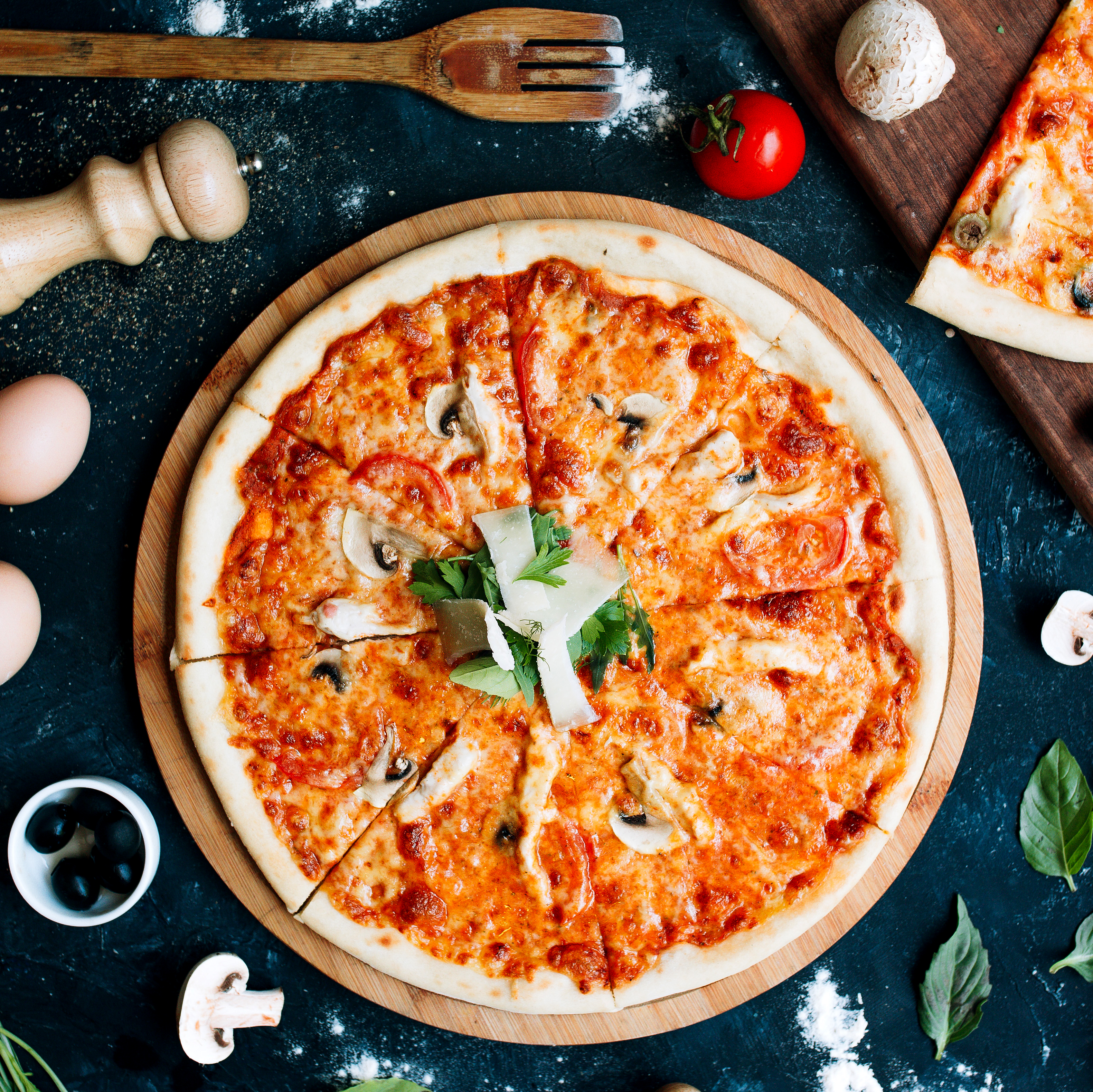 Pizza in wood-fired oven